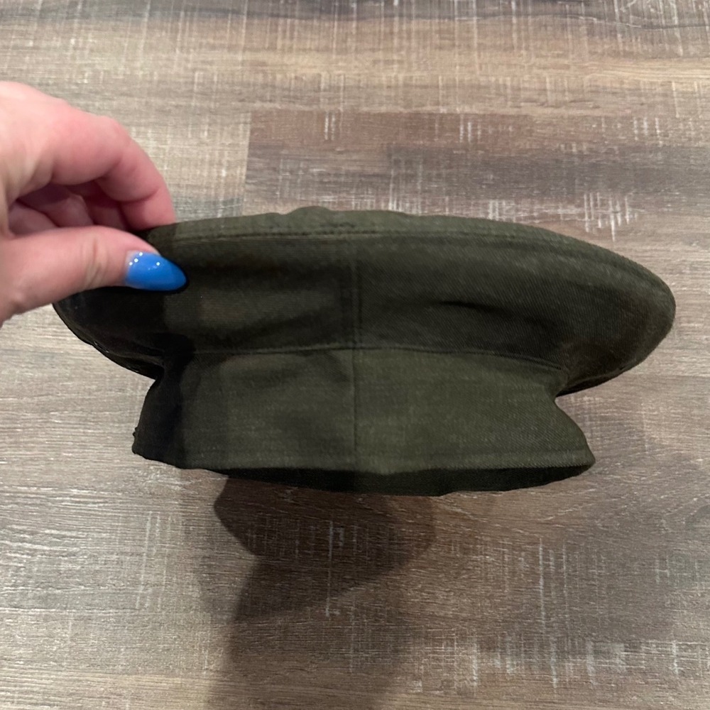 Bancroft Mens US Military Service Cap Crown Green Poly Wool Gabardine 6 3/4 90s
